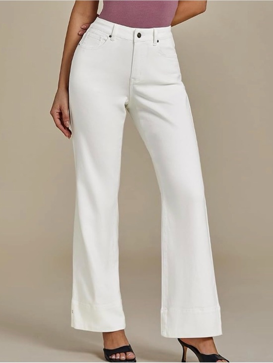 Luvamia Denim - Luvamia Women’s White Denim Preppy Feminine Classic White Jean Pants Size Large